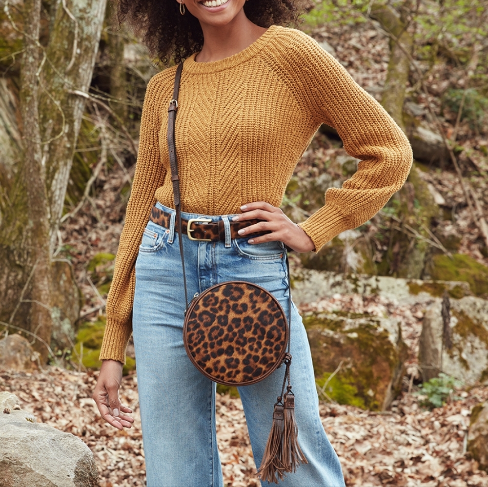 Leather Patricia Nash Scafati Leopard Haircalf crossbody bag (firm Price) - Picture 2 of 4